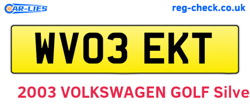 WV03EKT are the vehicle registration plates.