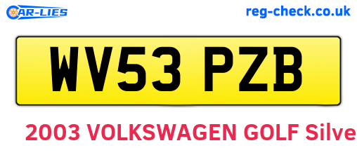 WV53PZB are the vehicle registration plates.