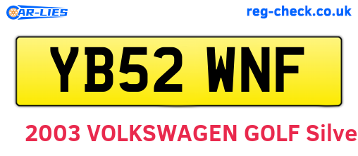 YB52WNF are the vehicle registration plates.