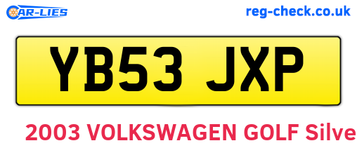 YB53JXP are the vehicle registration plates.