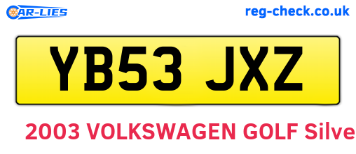 YB53JXZ are the vehicle registration plates.