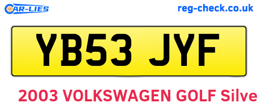 YB53JYF are the vehicle registration plates.