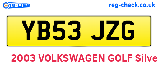 YB53JZG are the vehicle registration plates.