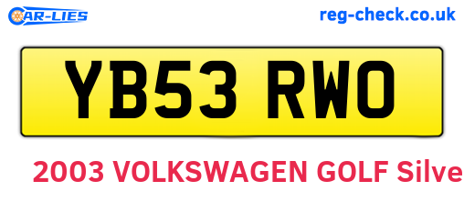 YB53RWO are the vehicle registration plates.