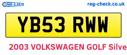 YB53RWW are the vehicle registration plates.