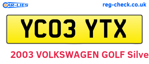 YC03YTX are the vehicle registration plates.