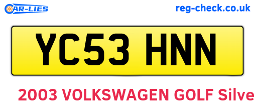 YC53HNN are the vehicle registration plates.