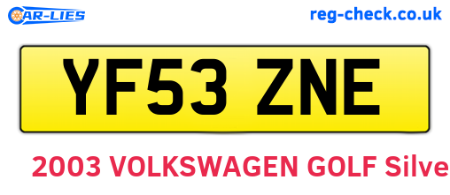 YF53ZNE are the vehicle registration plates.