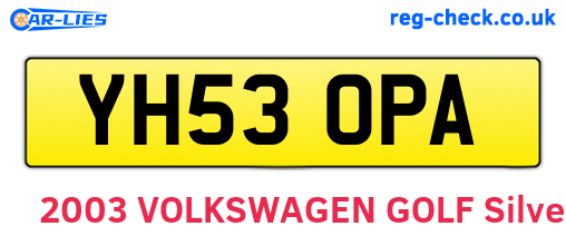 YH53OPA are the vehicle registration plates.