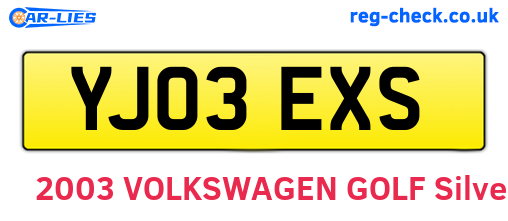 YJ03EXS are the vehicle registration plates.