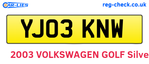 YJ03KNW are the vehicle registration plates.