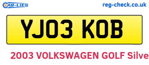 YJ03KOB are the vehicle registration plates.
