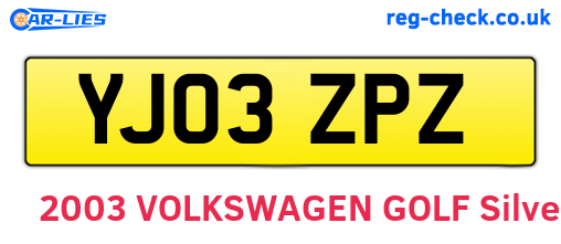 YJ03ZPZ are the vehicle registration plates.