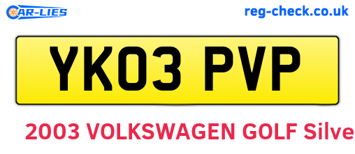 YK03PVP are the vehicle registration plates.