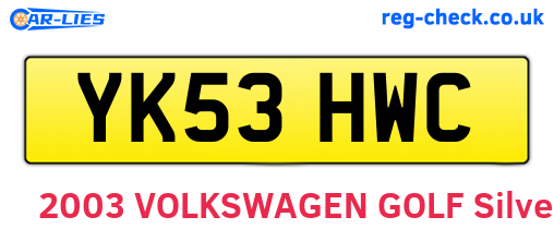 YK53HWC are the vehicle registration plates.