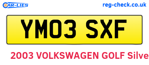 YM03SXF are the vehicle registration plates.