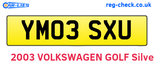 YM03SXU are the vehicle registration plates.