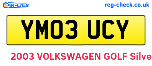 YM03UCY are the vehicle registration plates.