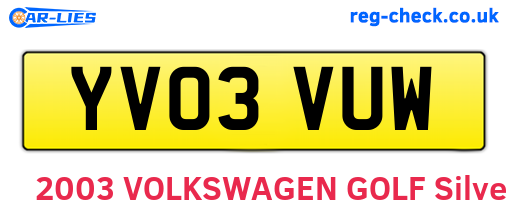 YV03VUW are the vehicle registration plates.