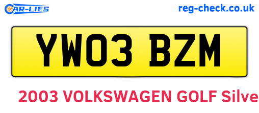 YW03BZM are the vehicle registration plates.