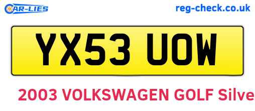 YX53UOW are the vehicle registration plates.