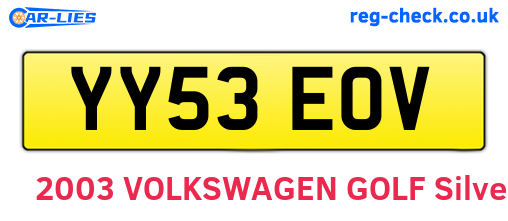 YY53EOV are the vehicle registration plates.