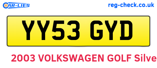 YY53GYD are the vehicle registration plates.