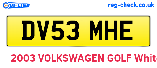 DV53MHE are the vehicle registration plates.