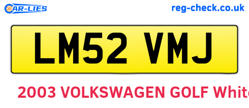 LM52VMJ are the vehicle registration plates.
