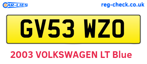 GV53WZO are the vehicle registration plates.