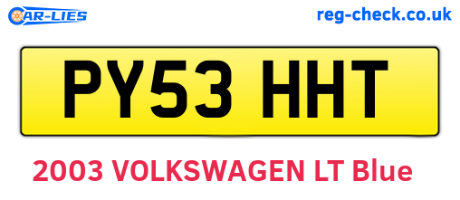 PY53HHT are the vehicle registration plates.