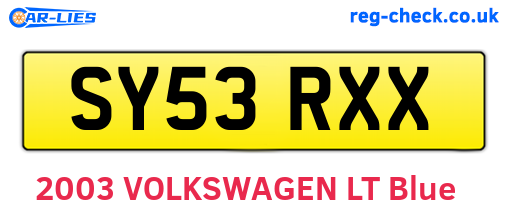 SY53RXX are the vehicle registration plates.