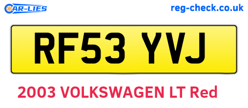 RF53YVJ are the vehicle registration plates.