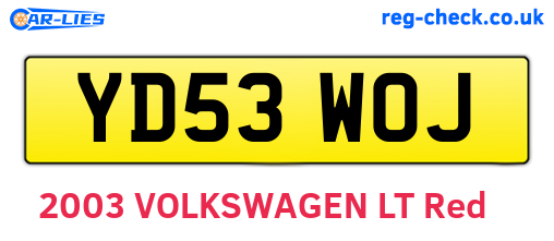 YD53WOJ are the vehicle registration plates.