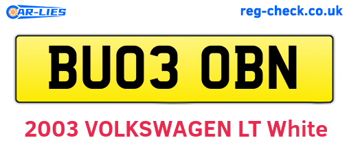 BU03OBN are the vehicle registration plates.
