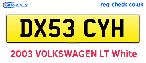 DX53CYH are the vehicle registration plates.