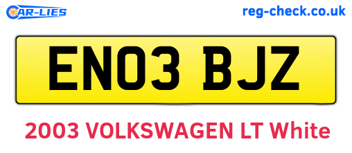 EN03BJZ are the vehicle registration plates.