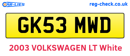 GK53MWD are the vehicle registration plates.