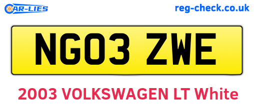 NG03ZWE are the vehicle registration plates.