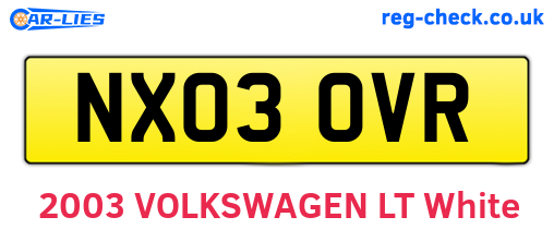 NX03OVR are the vehicle registration plates.