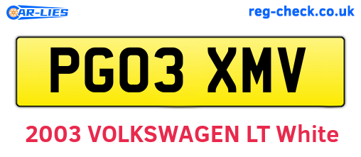 PG03XMV are the vehicle registration plates.