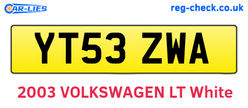YT53ZWA are the vehicle registration plates.