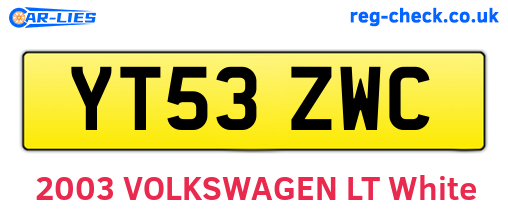YT53ZWC are the vehicle registration plates.
