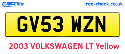 GV53WZN are the vehicle registration plates.
