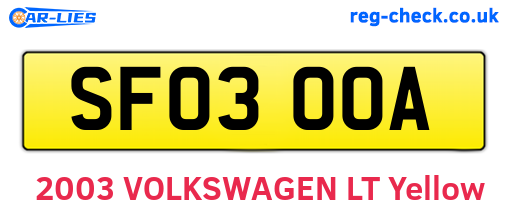 SF03OOA are the vehicle registration plates.