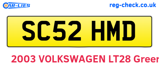 SC52HMD are the vehicle registration plates.