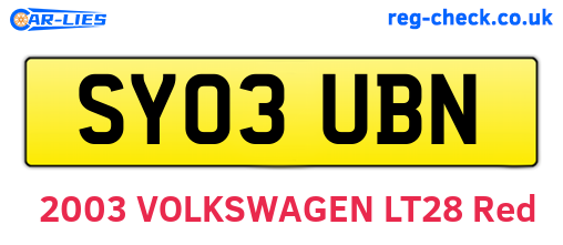 SY03UBN are the vehicle registration plates.