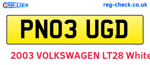 PN03UGD are the vehicle registration plates.