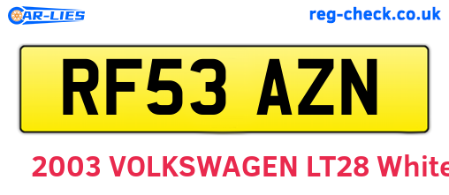 RF53AZN are the vehicle registration plates.
