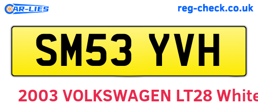 SM53YVH are the vehicle registration plates.
